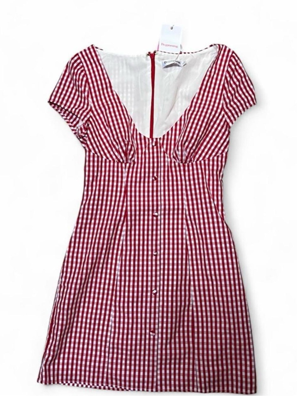 Beginning Boutique Red Gingham Button-Front Mini Dress